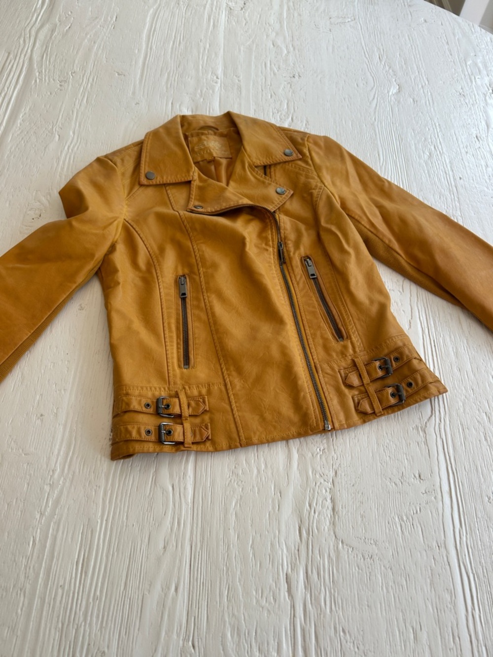 Women's Tan Leather Moto Jacket - Sleek Asymmetrical Zip